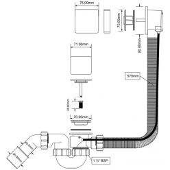 Сифон для ванны McAlpine HC31SQ-CBS1 полуавтомат, цвет хром глянец