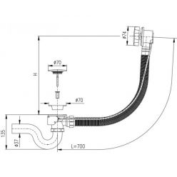 Сифон для ванны Rav-slezak MD0588SM крышка и пробка металл, цвет бронза