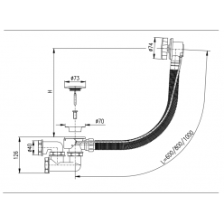 Сифон для ванны автомат Rav-slezak MD0471N низкий, металл, хром  