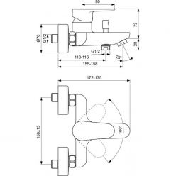 Смеситель для ванны Ideal Standard Cerafine O, BC500XG