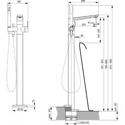 Смеситель напольный для ванны Ideal Standard Tonic II, A6347XG	