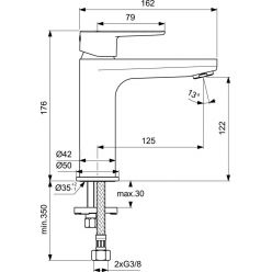 Смеситель для умывальника Ideal Standard CERAFINE O, BC554XG без донного клапана