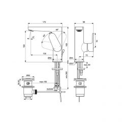 Смеситель для умывальника Ideal Standard Cerafine O, BC703XG с донным клапаном	