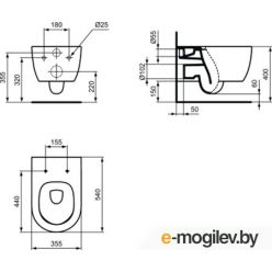 Чаша унитаза подвесного Ideal Standard BLEND CURVE AquaBlade со скрытым креплением, T374901