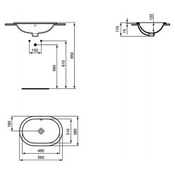 Умывальник овальный Ideal Standart  Connect 550х380 мм, E504701