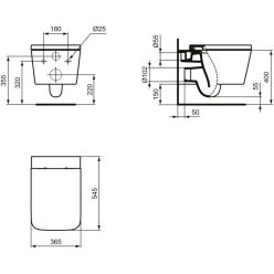 Подвесной унитаз Ideal Standard BLEND CUBE Aquablade [T368601+T392701] с сиденьем Soft-Close