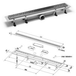 Душевой лоток PlastBrno Design 5 650 мм SZA5650