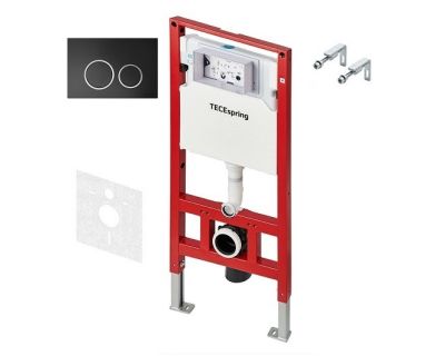 Инсталляция для подвесного унитаза TECEspring K955102 с панелью смыва, черный матовый/хром (4 в 1)