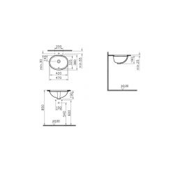 Умывальник Vitra ARKITEKT 42 см белый встраиваемый снизу, 6039B003-0012