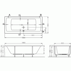 Акриловая ванна Vitra Neon 180x80, 52540001000