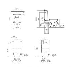 Напольный унитаз Vitra Sento Rim-ex пристенный 9830B003-7203 сиденье тонкое микролифт