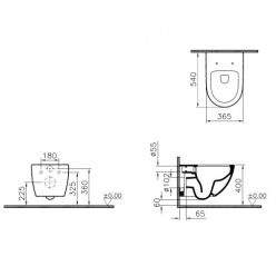 Чаша подвесного унитаз Vitra Sento Rim-ex, 7748B003-0075