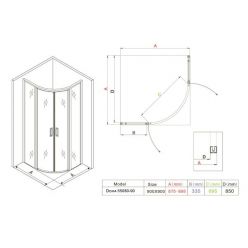 Душевой уголок Roxen Doha 90x90x195 прозрачное стекло, 55080-90