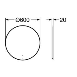 Зеркало круглое Roca LUNA  600 мм, ZRU9307557 с LED-подсветкой по периметру, с сенсорным выключателем 