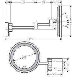 Косметическое зеркало Hansgrohe AddStoris, подсветка, черный матовый 41790670