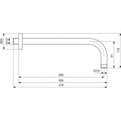 Кронштейн для верхнего душа Ideal Standard IdealRain (300 мм), B9444AA