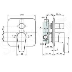 Смеситель Ideal Standard Cerafine Model D для ванны с душем, хром A7189AA