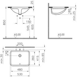 Раковина встраиваемая снизу Vitra S50 48cm, 5339B003-0012