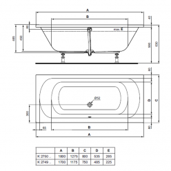 Акриловая ванна Ideal Standard HOTLINE Duo 180x80, K275001