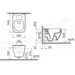 Унитаз подвесной Vitra Shift Rim-ex, 7742B003-0075+191-003-009 безободковый с сиденьем Soft-Close