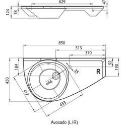 Умывальник Ravak Avocado Comfort 85x45 см левый, XJ1L1100000