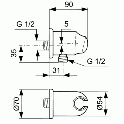 Держатель лейки с подключением Ideal Standard IdealRain A2406AA