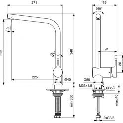 Смеситель для мойки с одним отверстием Ideal Standard Bluestart BC174AA