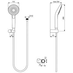 Душевой гарнитур Ideal Standard Idealrain B2239AA, диаметр лейки Ø110 мм