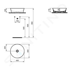 Круглый умывальник-чаша с тонкими стенками Ideal Standard IPALYSS Vessel - 40 см, E139801