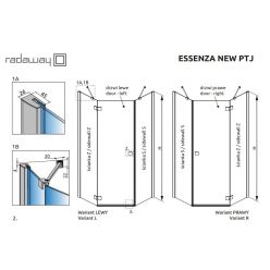 Душевой уголок Radaway Essenza New Black PTJ 90x90 [385010-54-01L + 385050-54-01] левая дверь