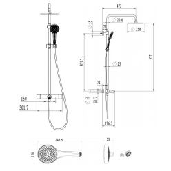 Душевая стойка для ванны с изливом Villeroy&Boch Embrace PLUS, 3 режима, TVS1082500461