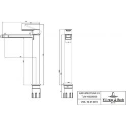 Высокий смеситель для умывальника 280 Villeroy&Boch Architectura, TVW10300500061