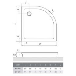 Душевой поддон ROTH HAWAII 90x90x17 см, R55, d=50, 8000026