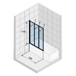 Стеклянная шторка на ванну Riho ALTA GI0100100 100x140 складная