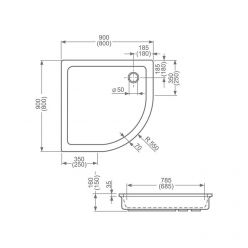 Душевой поддон ROTH HAWAII 90x90x17 см, R55, d=50, 8000026