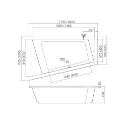 Акриловая ванна Roth Kubic Asymmetric 170x110 L/R (9690000/9670000)