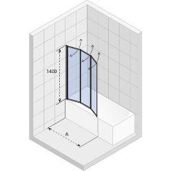 Стеклянная шторка на ванну Riho ALTA GI0100100 100x140 складная