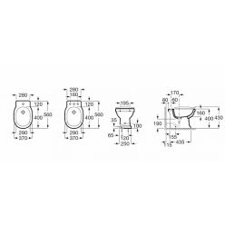 Чаша унитаза приставного ROCA CARMEN Rimless, 3440A9000