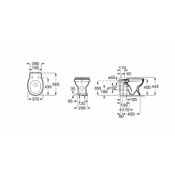 Унитаз приставной Roca CARMEN Rimless с крышкой, 3440A9000+801В5200В