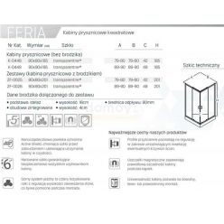 Душевой уголок New Trendy Feria 80x80x185 душевой поддон MARO, сифон в комплекте [ZF-0025]