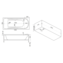 Акриловая ванна BAS Стайл 160x70 на каркасе с Г/М оборудованием, ВГ00223