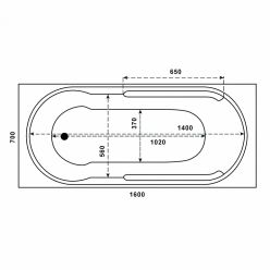 Акриловая ванна BAS ГОА 160х70 на каркасе с сифоном, В 00064