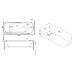Акриловая ванна BAS Мальта 170x75 на каркасе с Г/М оборудованием, ВГ00141