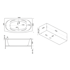 Акриловая ванна BAS Фиеста 194х90 на каркасе с Г/М оборудованием, ВГ00307