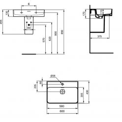 Умывальник Ideal Standard STRADA II T300001, 60x43 см