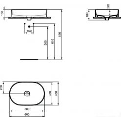 Умывальник овальный Ideal Standard STRADA II Oval Vessel T298101, 60X40 см 