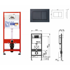 Инсталляция для унитаза TECE base kit 9400407 с кнопкой черной матовой