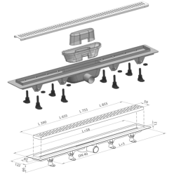 Душевой лоток PlastBrno Design 2 SZE2750 + переходник на канализацию 40/50 CRB5400