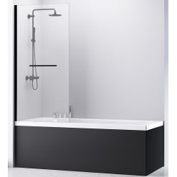 Шторка для ванны BAS Good Door SCREEN BS-90-C-В, 90x140 см прозрачное стекло, черный профиль