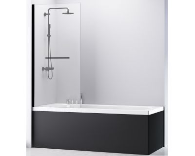 Шторка для ванны BAS Good Door SCREEN BS-90-C-В, 90x140 см прозрачное стекло, черный профиль